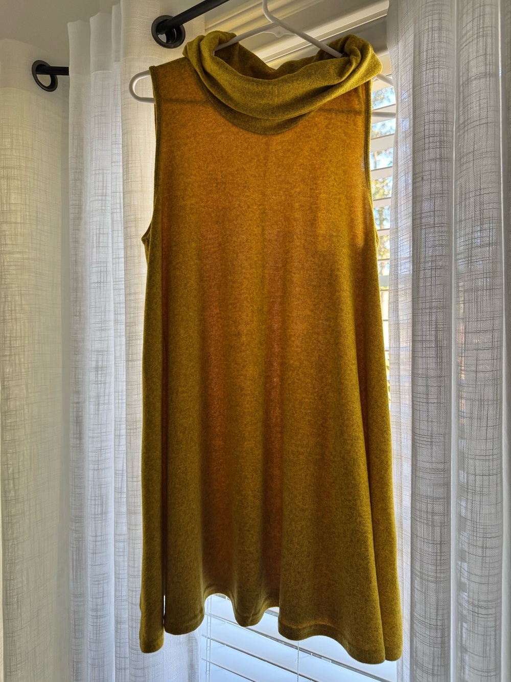 Aryeh Mustard Cowl Neck Mini Tunic Size Medium
